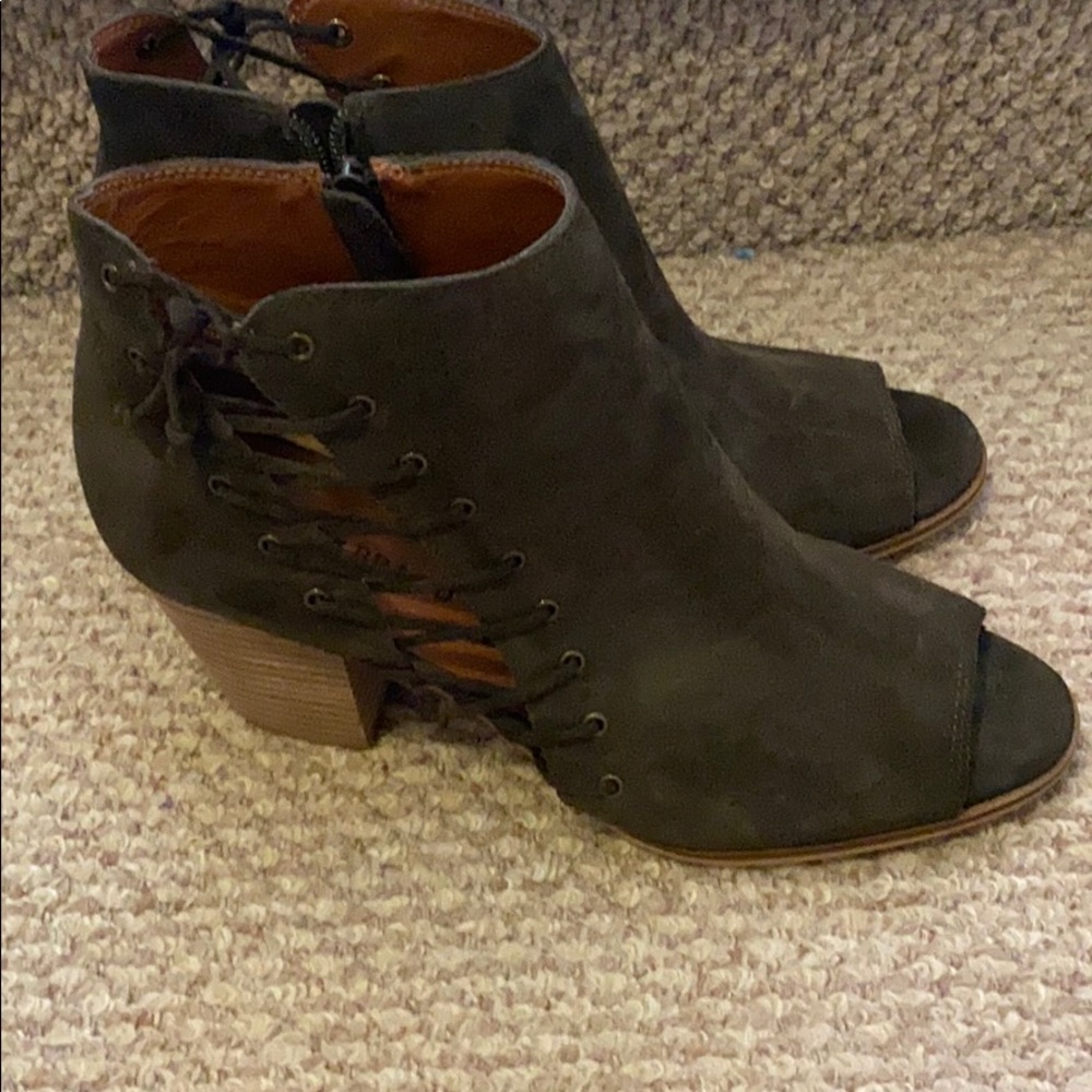 Lucky Brand Olive Green Suede Booties